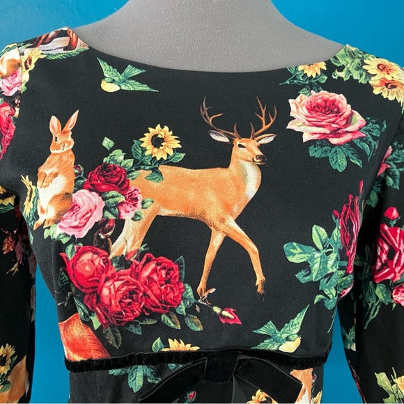 Hell Bunny Retro Hermeline Forest Animals Flare Dress Sz Medium - Picture 4 of 12